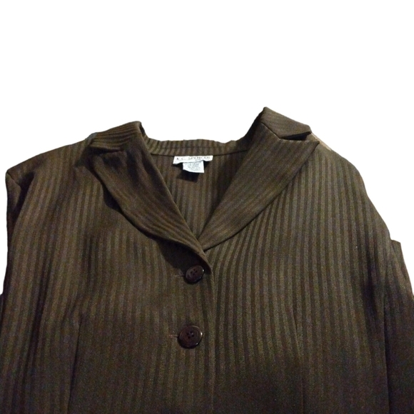 K.C. Spencer New York Blazer Deep Brown Pinstripe Office Casual Girl Boss 10 - Picture 8 of 10